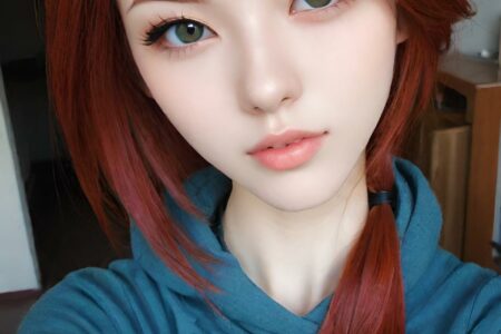 AI girl with red hair wallpaper