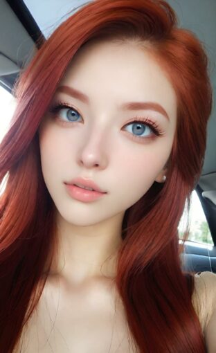 AI girl with red hair wallpaper