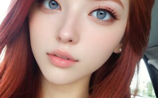 AI girl with red hair wallpaper