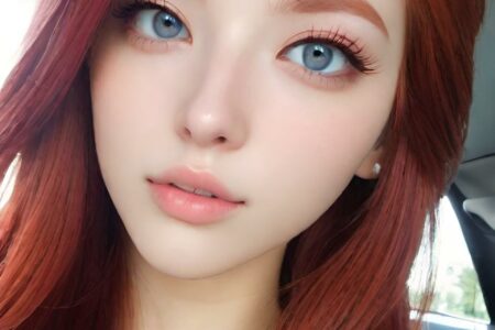 AI girl with red hair wallpaper