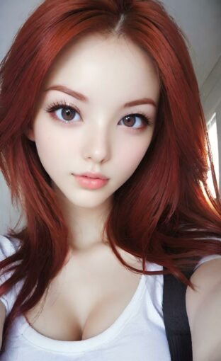 AI girl with red hair wallpaper