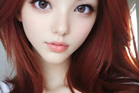 AI girl with red hair wallpaper