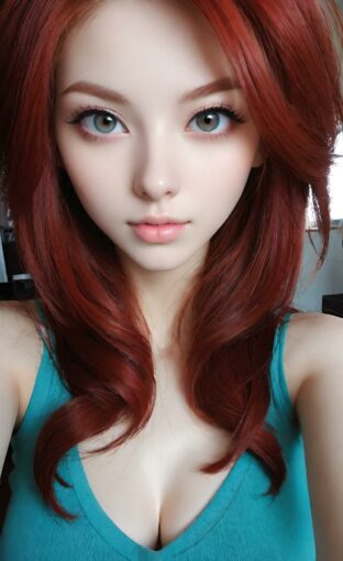 AI girl with red hair wallpaper