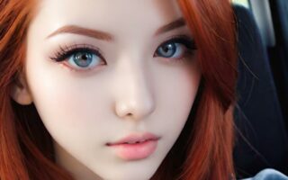 AI girl with red hair wallpaper