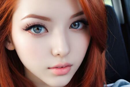 AI girl with red hair wallpaper