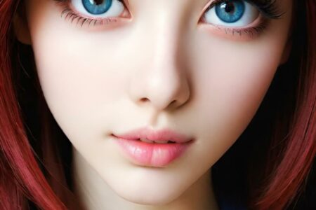 AI girl with red hair wallpaper