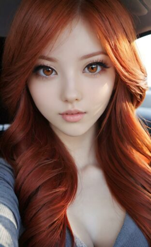 AI girl with red hair wallpaper