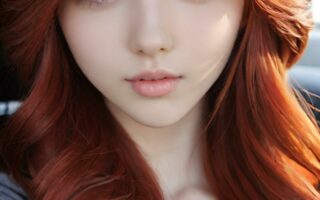AI girl with red hair wallpaper