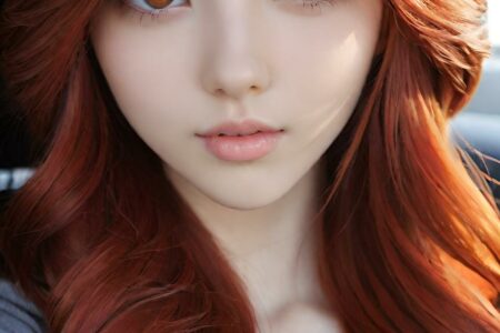 AI girl with red hair wallpaper