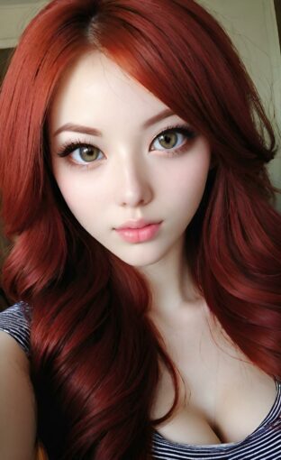 AI girl with red hair wallpaper