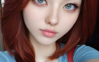 AI girl with red hair wallpaper