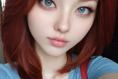 AI girl with red hair wallpaper