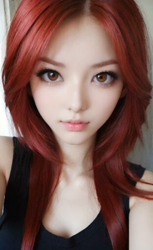 AI girl with red hair wallpaper