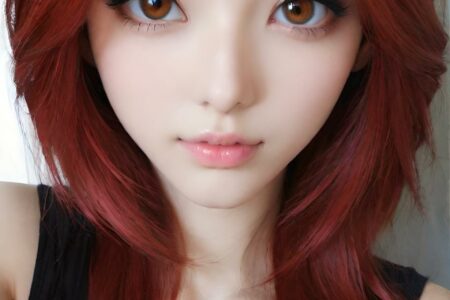 AI girl with red hair wallpaper