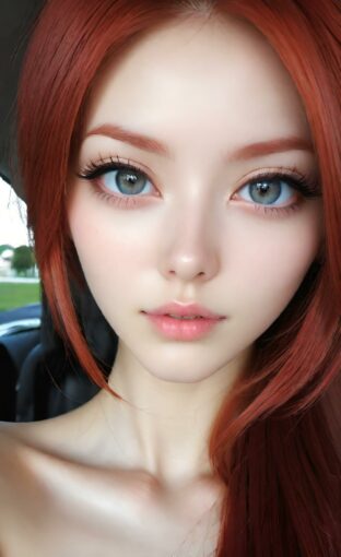 AI girl with red hair wallpaper