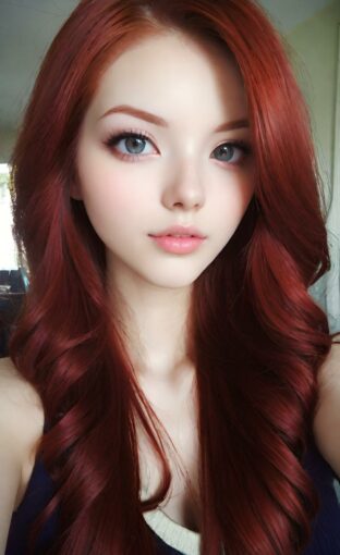 AI girl with red hair wallpaper