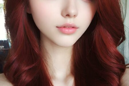 AI girl with red hair wallpaper