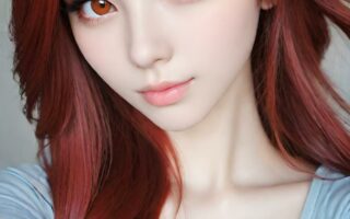 AI girl with red hair wallpaper