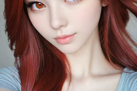 AI girl with red hair wallpaper
