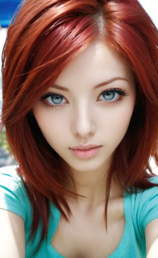 AI girl with red hair wallpaper
