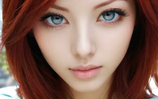 AI girl with red hair wallpaper