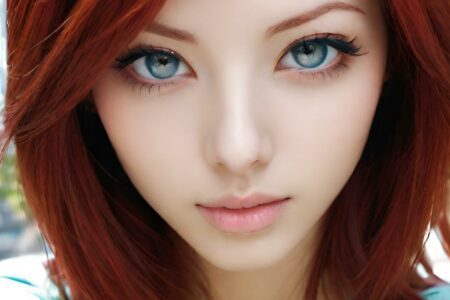 AI girl with red hair wallpaper