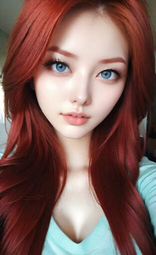 AI girl with red hair wallpaper