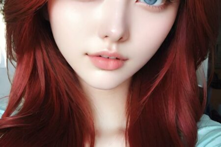 AI girl with red hair wallpaper