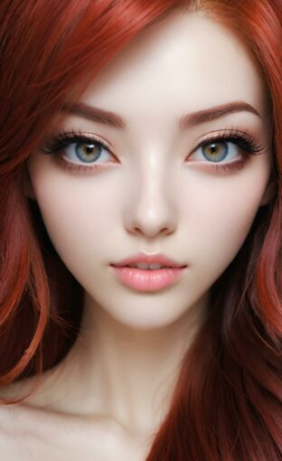 AI girl with red hair wallpaper