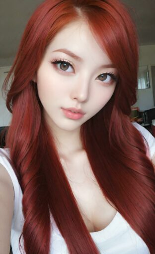 AI girl with red hair wallpaper