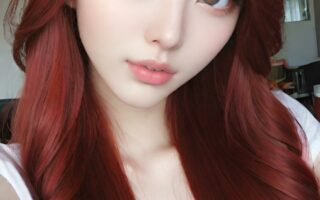 AI girl with red hair wallpaper