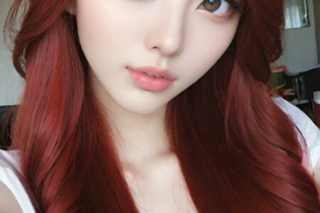 AI girl with red hair wallpaper