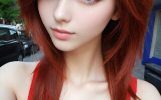 AI girl with red hair wallpaper