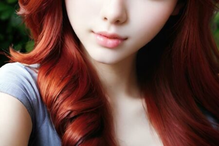AI girl with red hair wallpaper