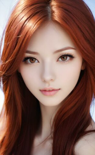 AI girl with red hair wallpaper