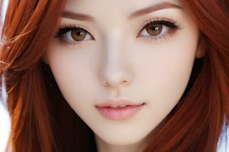 AI girl with red hair wallpaper