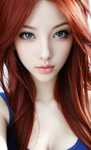 AI girl with red hair wallpaper