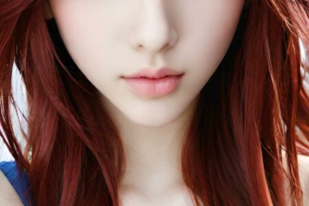 AI girl with red hair wallpaper