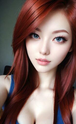 AI girl with red hair wallpaper