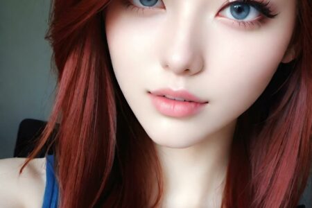 AI girl with red hair wallpaper