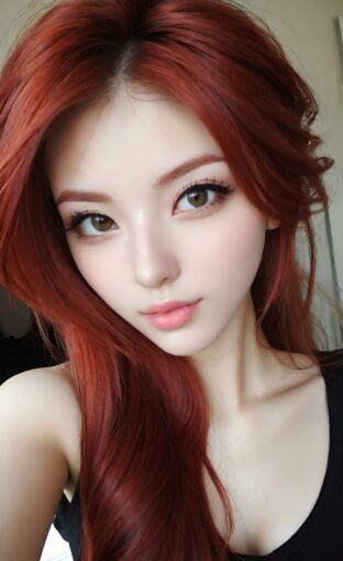 AI girl with red hair wallpaper