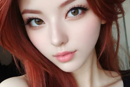 AI girl with red hair wallpaper