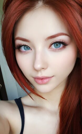 AI girl with red hair wallpaper