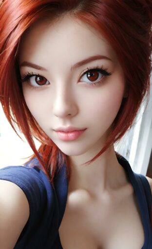 AI girl with red hair wallpaper