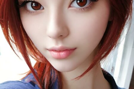 AI girl with red hair wallpaper