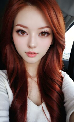 AI girl with red hair wallpaper