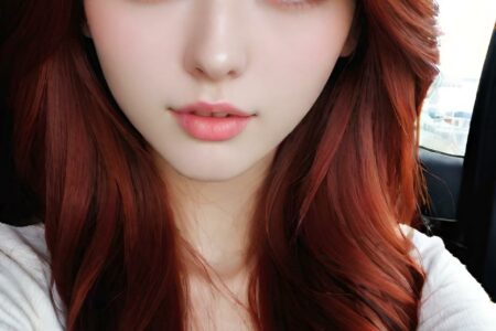 AI girl with red hair wallpaper