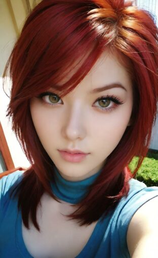 AI girl with red hair wallpaper