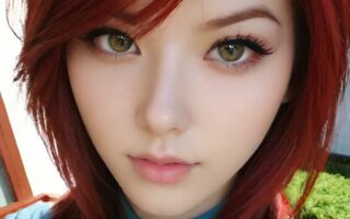 AI girl with red hair wallpaper
