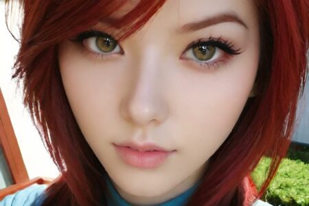 AI girl with red hair wallpaper
